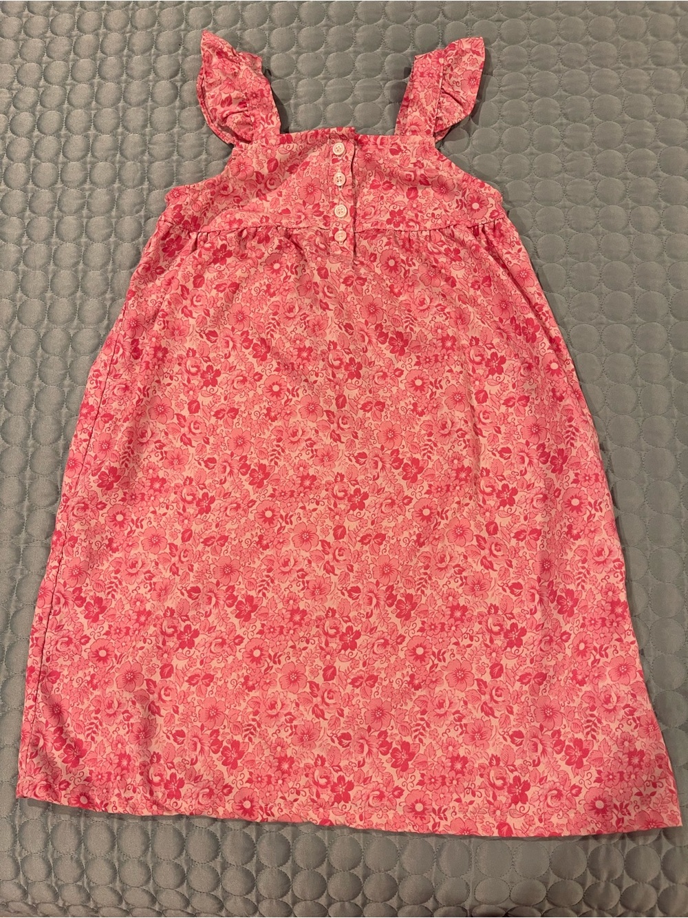 Janie and Jack Good Night Ditsy Floral Nightgown Pink Polyester Ruffle Strap Sz4